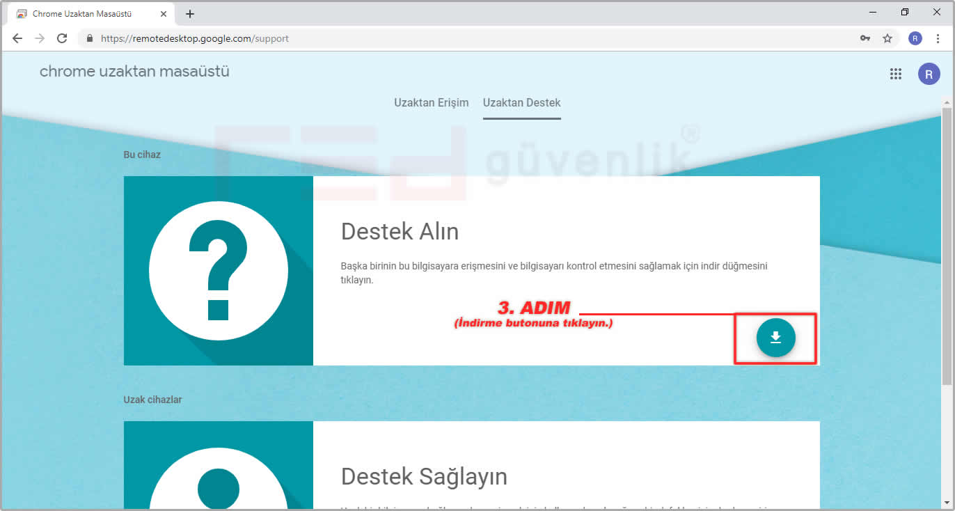 Google Chrome Uzak Masaüstü kurulumu