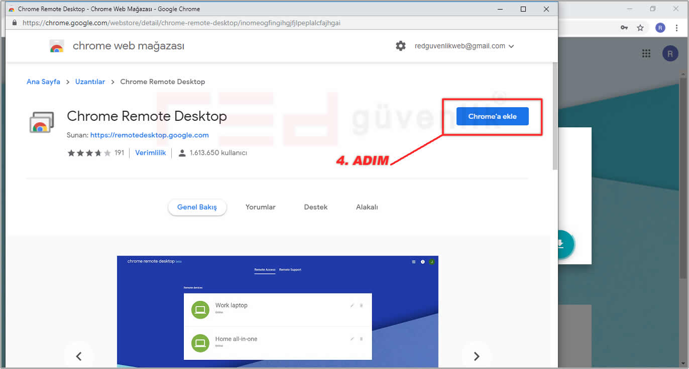Google Chrome Uzak Masaüstü kurulumu