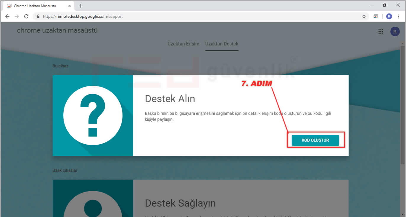 Google Chrome Uzak Masaüstü kurulumu